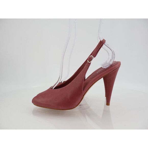 Jeffrey Campbell Snoah Slingback Peep Toe Pump Size 6.5 Burgundy Red Leather - Picture 4 of 12